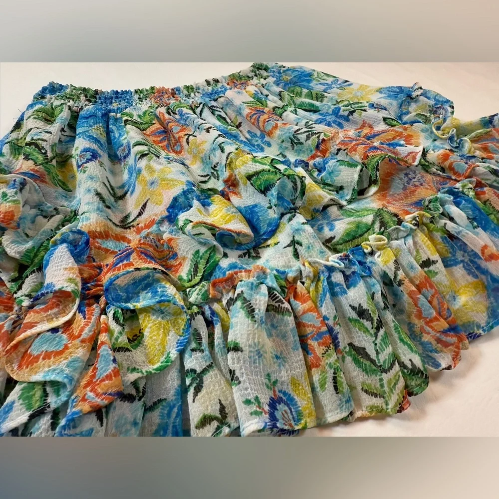 Misa Los Angeles Bella skirt floral ruffles women’s small lined (bin S) - Picture 9 of 12